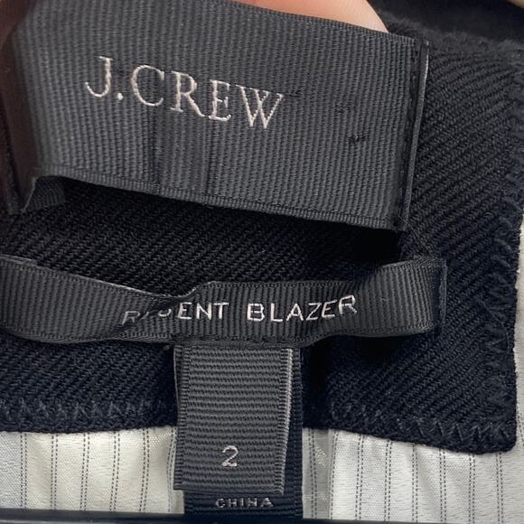 J Crew Regent Blazer Jacket Wool Blend Pop Collar Single Button Black Womens 2 - Picture 8 of 11